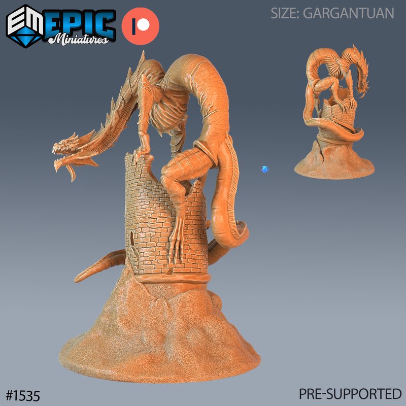 Ancient Frost Wyrm & Tower Miniature - Mini Megastore
