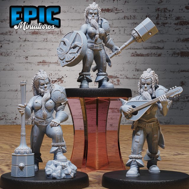 Bearded Female Dwarf Miniatures - Mini Megastore