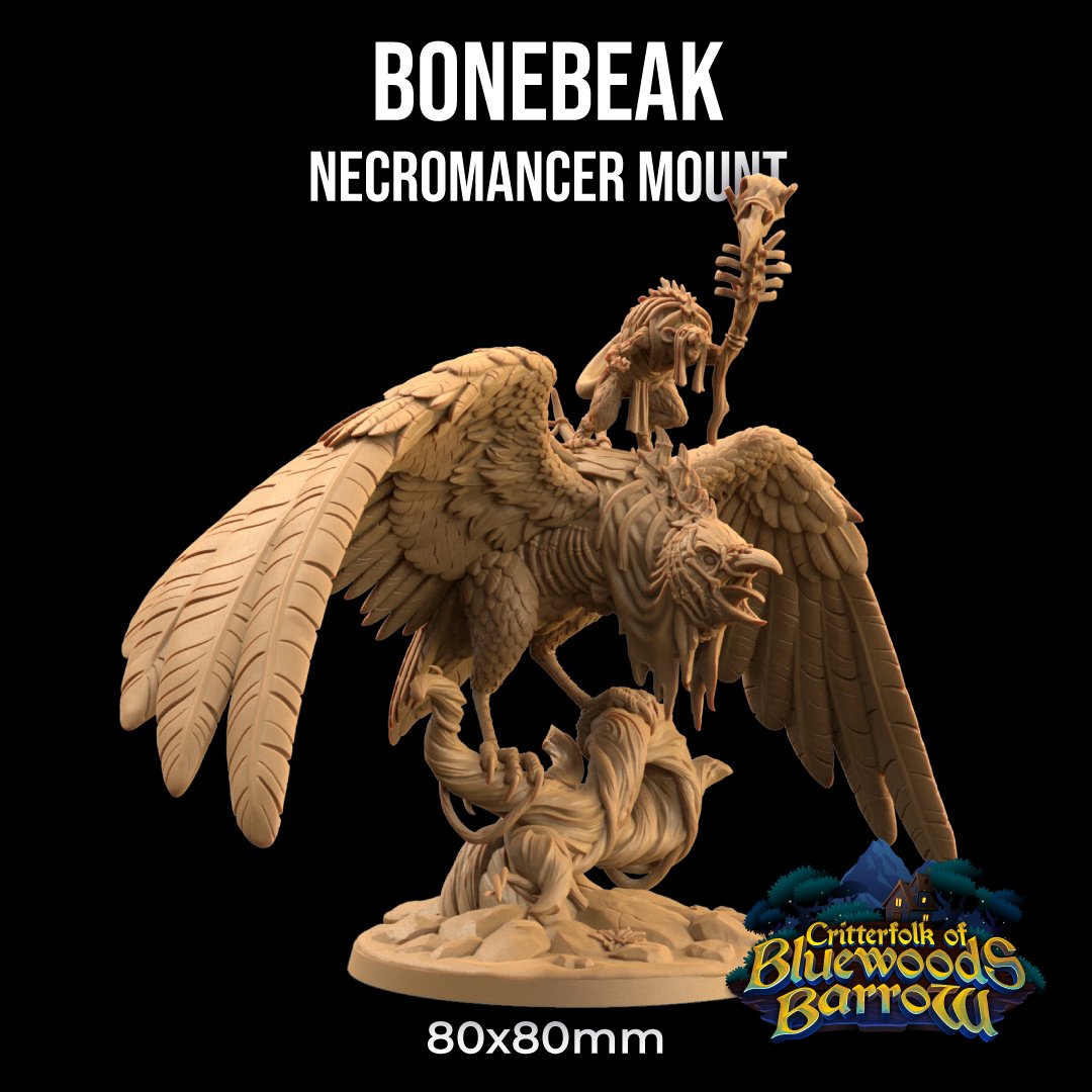 Bonebeak - Giant Undead Bird mount and Necromancer Rat Miniature - Mini Megastore