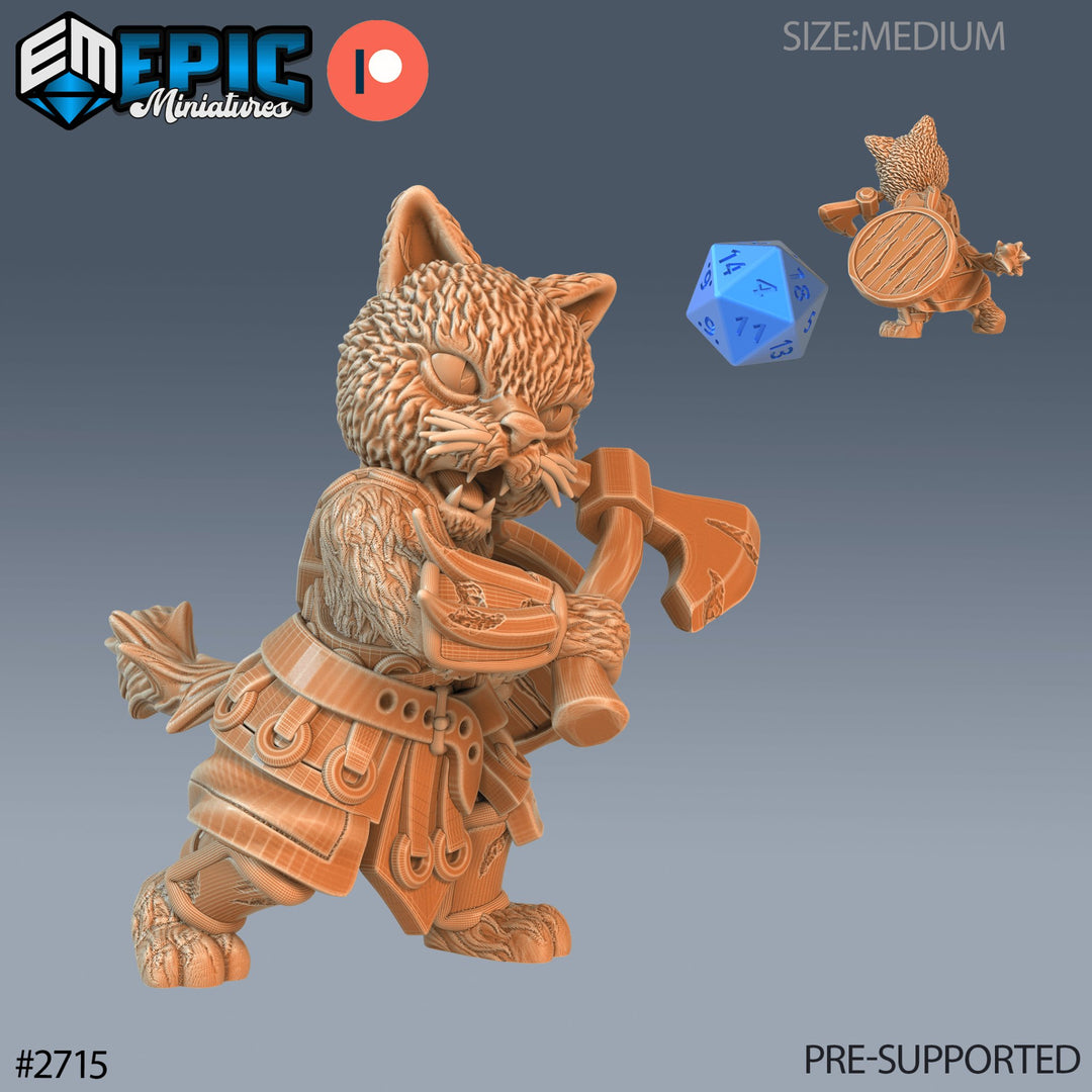 Cat Folk Barbarian Axe Miniature - Mini Megastore