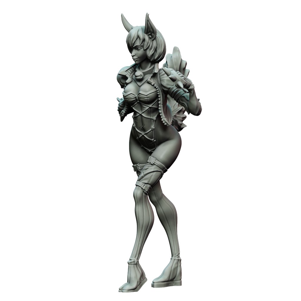 Cat Girl / Tabaxi Brawler Statue / Miniature - Mini Megastore