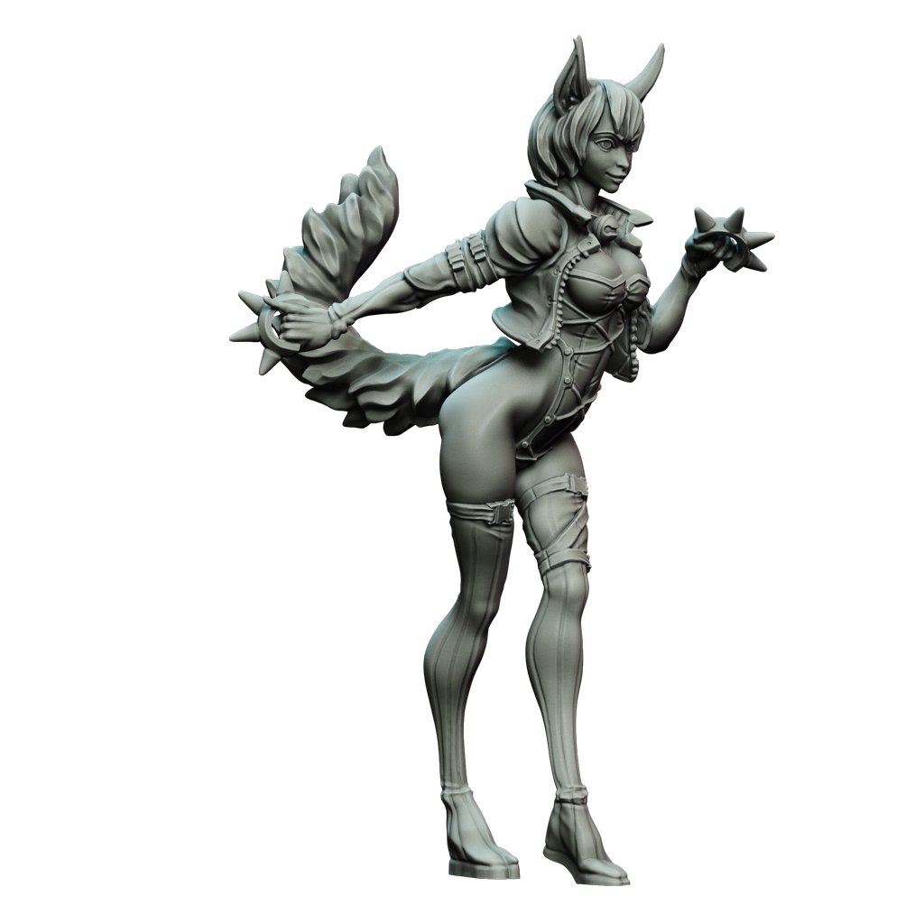 Cat Girl / Tabaxi Brawler Statue / Miniature - Mini Megastore