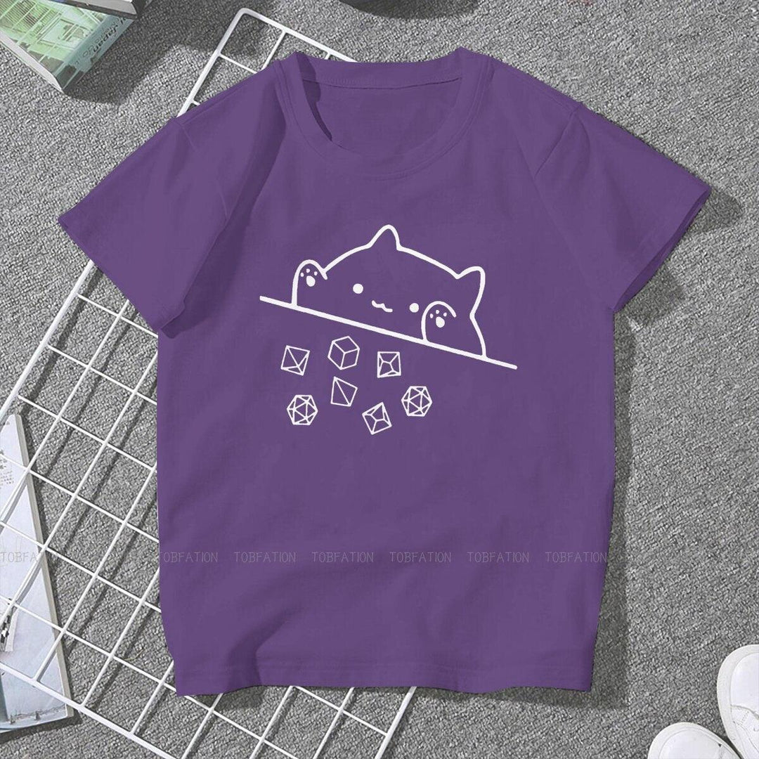 Cat Throwing Dice Women Clothing DnD Graphic Female Tshirts - Mini Megastore