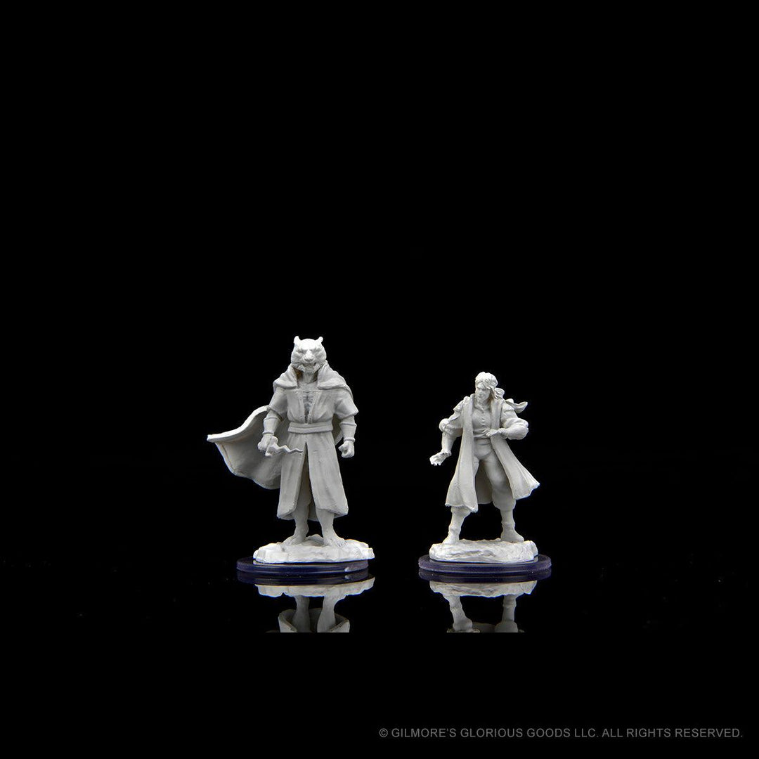 Critical Role Unpainted Miniatures: Male Human Sorcerer Merchant & Tiger Demon / Raksasha - Mini Megastore