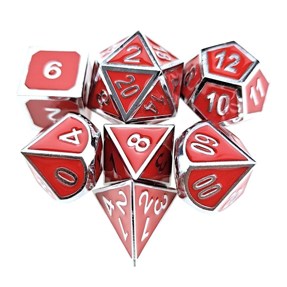 D&amp;D Metal Dice Polyhedral 7 Die Set Many Colors Collection DND Bag RPG Game Accessories Cubes Pouch Glow In The Dark Rainbow - Mini Megastore