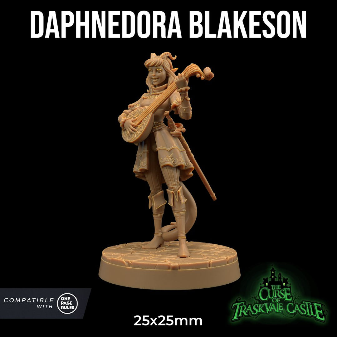 Daphnedora Blakeson - Female Tiefling Bard Miniature - Mini Megastore