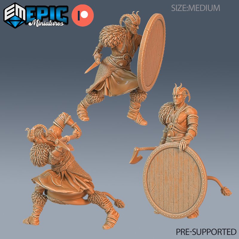 Devil Folk / Tiefling Barbarian Miniature - Mini Megastore