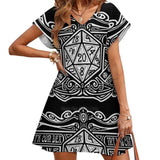 Dice Deco D20 For Dark Items! Back Lacing Backless Dress Women Kawaii Square Collar Dress 6Xl Art Dice Roleplay Role Play Rpg - Mini Megastore