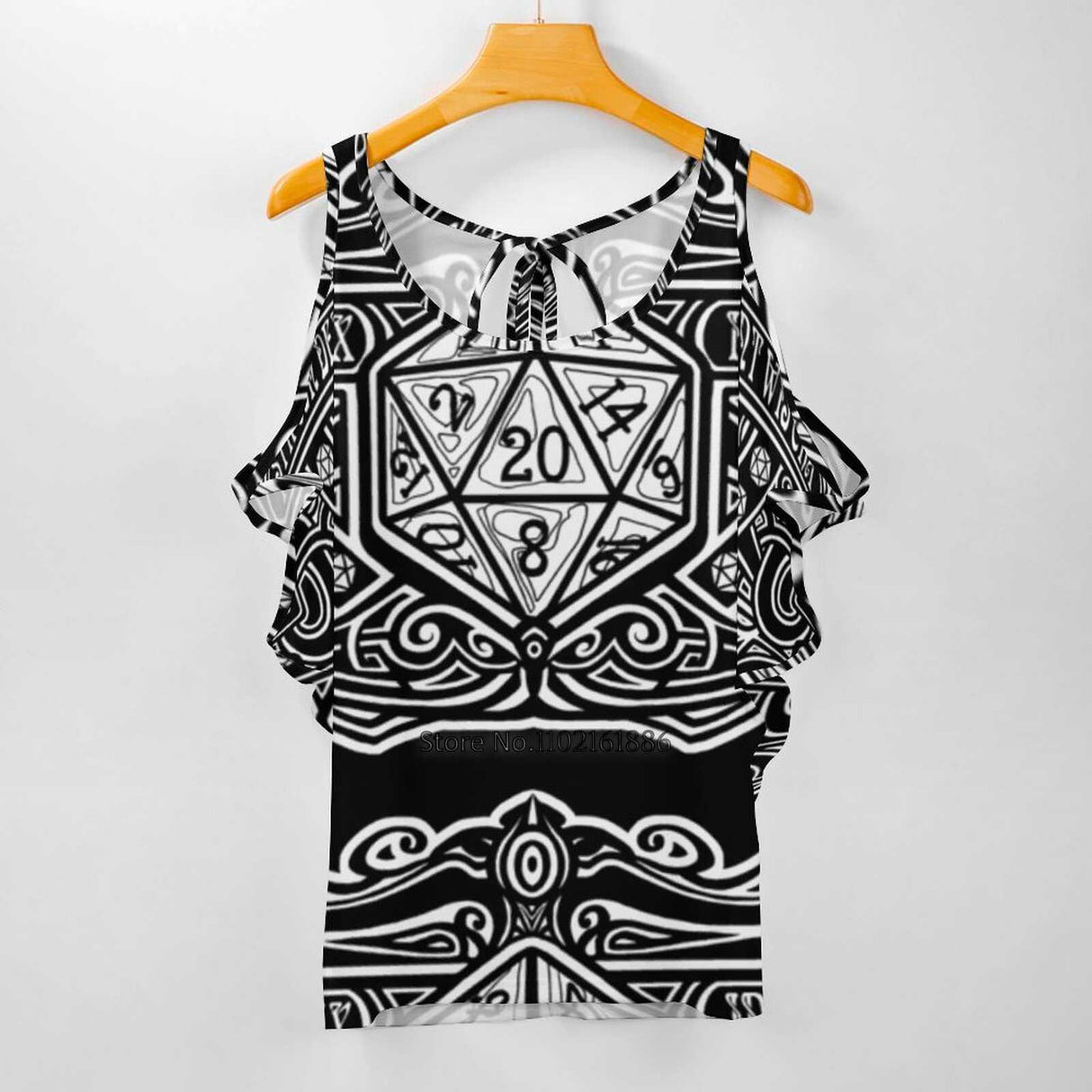 Dice Deco D20 For Dark Items! Zipper Sexy T-Shirt Casual Tops Hollow Pullover Ladies Top T Shirts Art Dice Roleplay Role Play - Mini Megastore