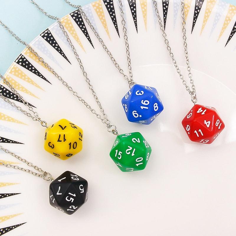 Dice necklace D20 for Tabletop Role Playing Games DND Acrylic punk geometry hip hop Goth Necklace Charms Jewelry Gifts - Mini Megastore