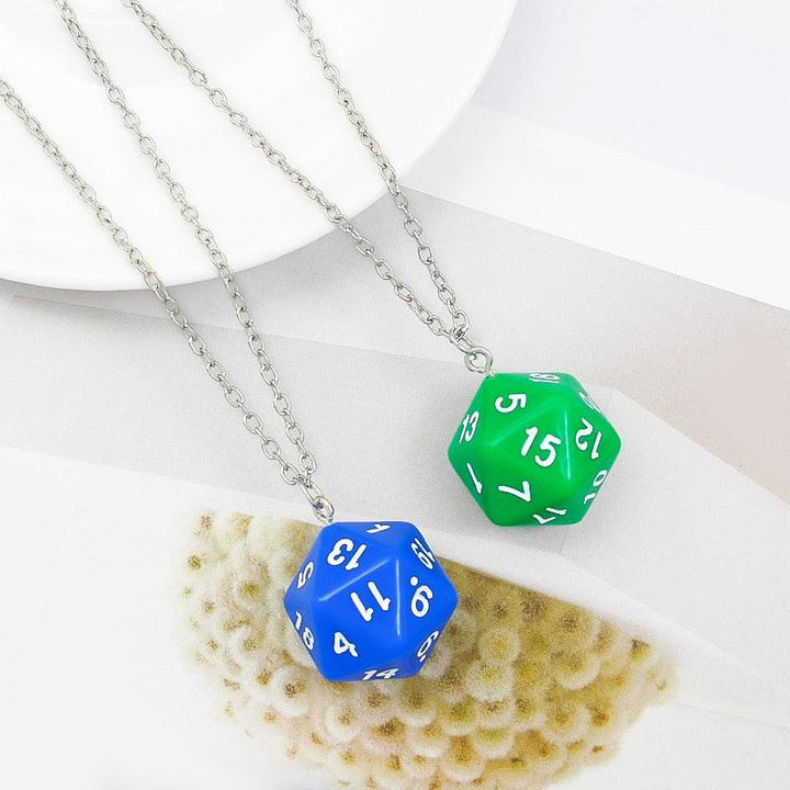 Dice necklace D20 for Tabletop Role Playing Games DND Acrylic punk geometry hip hop Goth Necklace Charms Jewelry Gifts - Mini Megastore