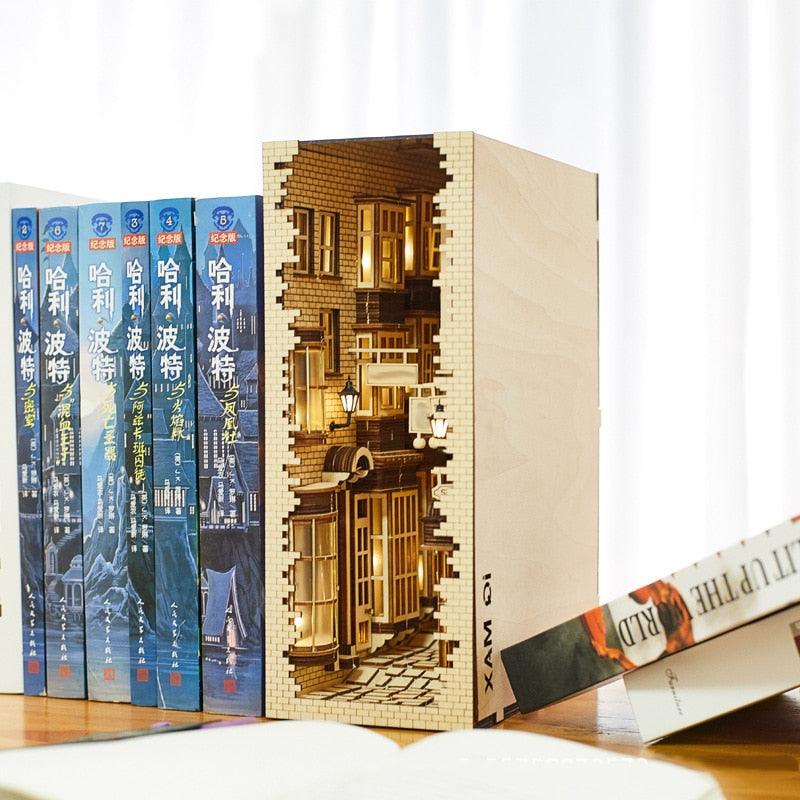 DIY Dragon Alley Book Nook Insert Kits Mysterious Ancient Streets Miniature with Furniture Art Bookends Accessories Toys Gifts - Mini Megastore