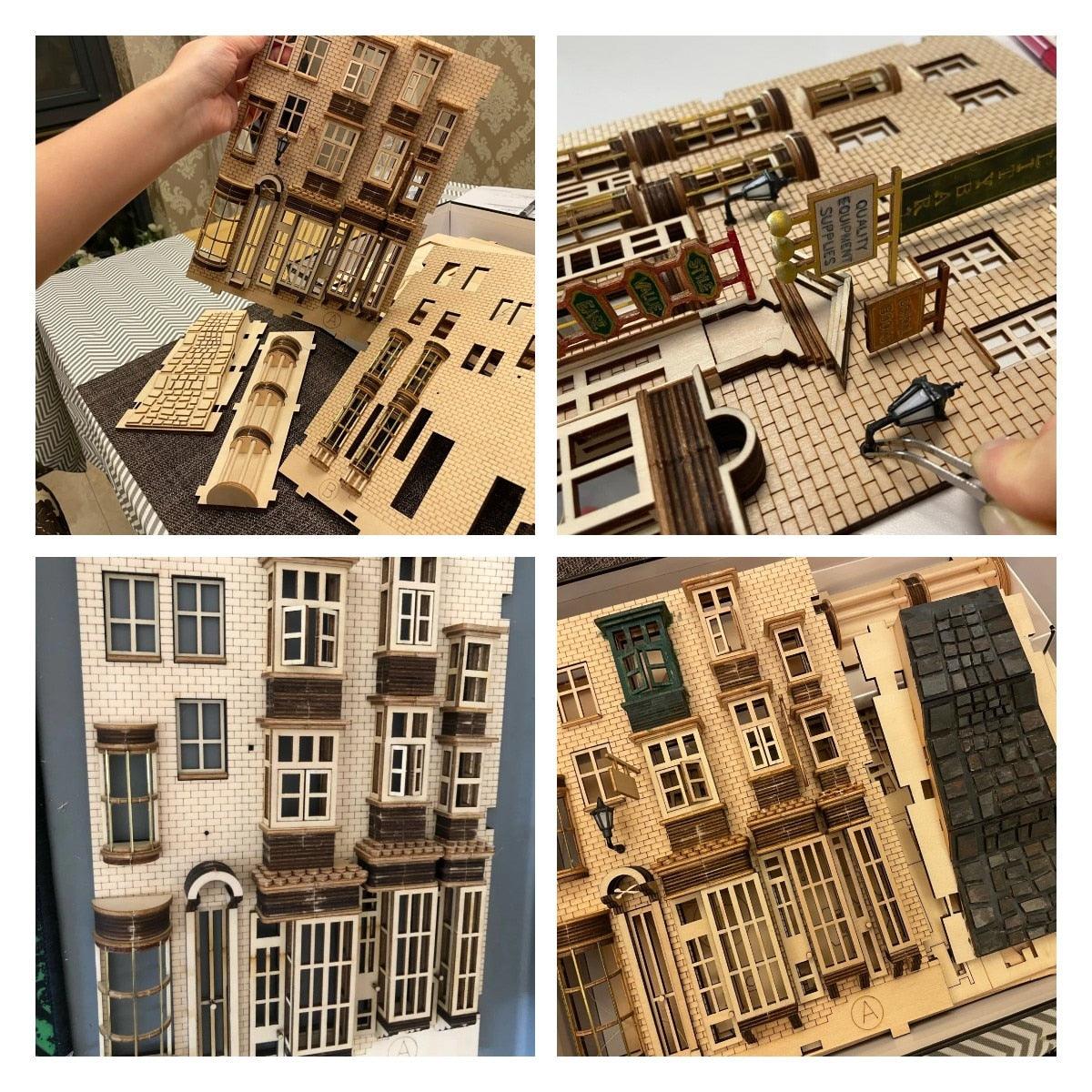 DIY Dragon Alley Book Nook Insert Kits Mysterious Ancient Streets Miniature with Furniture Art Bookends Accessories Toys Gifts - Mini Megastore