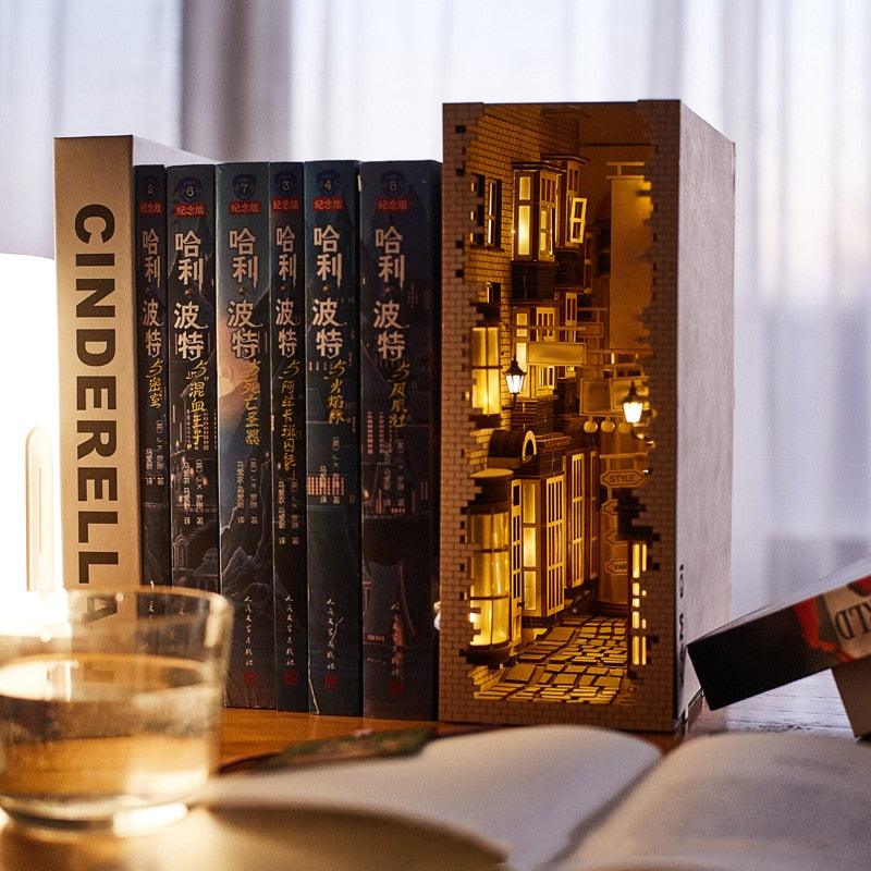 DIY Dragon Alley Book Nook Insert Kits Mysterious Ancient Streets Miniature with Furniture Art Bookends Accessories Toys Gifts - Mini Megastore