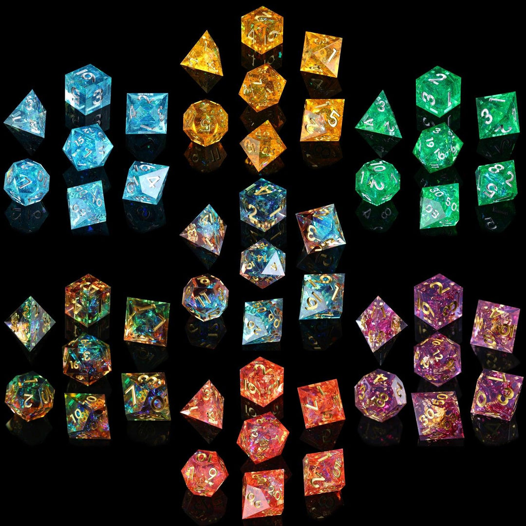 DND Dice Set Handmade Resin Polyhedral Dice Set Sharp Edge for RPG Role Playing Table Games - Mini Megastore