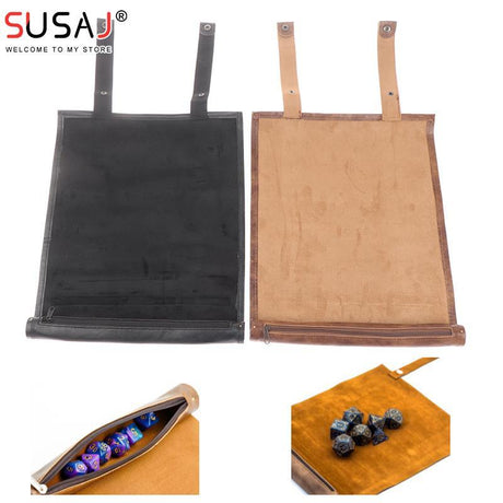 DND Dice Tray Dice Rolling Mat With Zippered Dice Holder - Compatible With Standard DND Polyhedral Dice Game Dice - Mini Megastore