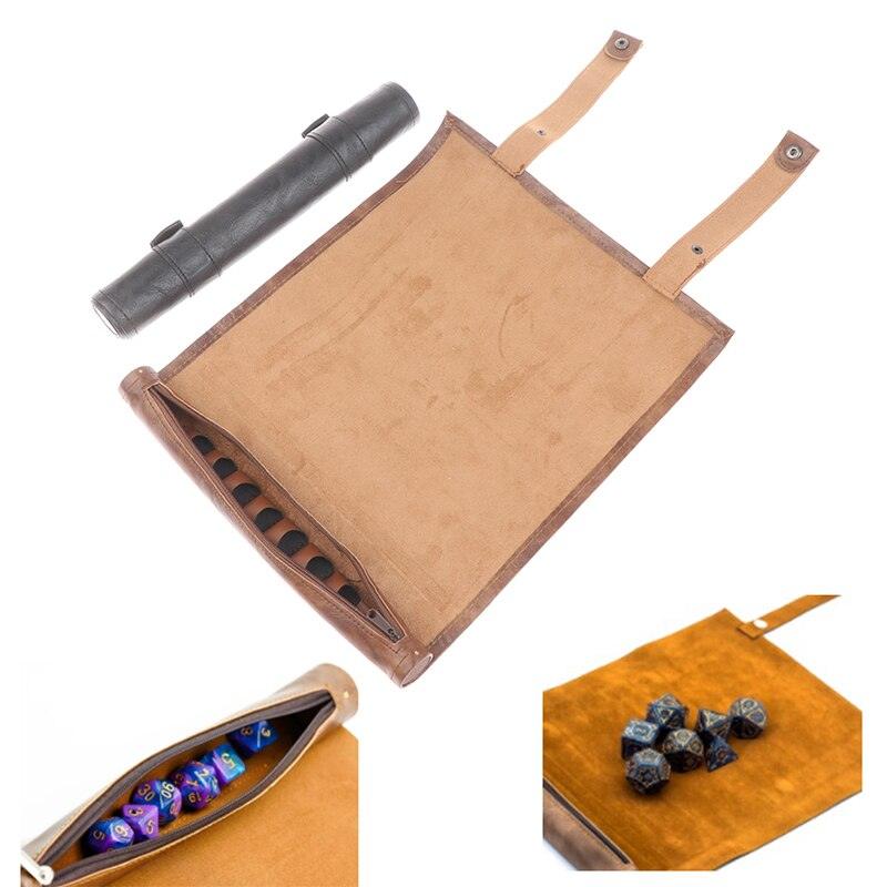 DND Dice Tray Dice Rolling Mat With Zippered Dice Holder - Compatible With Standard DND Polyhedral Dice Game Dice - Mini Megastore