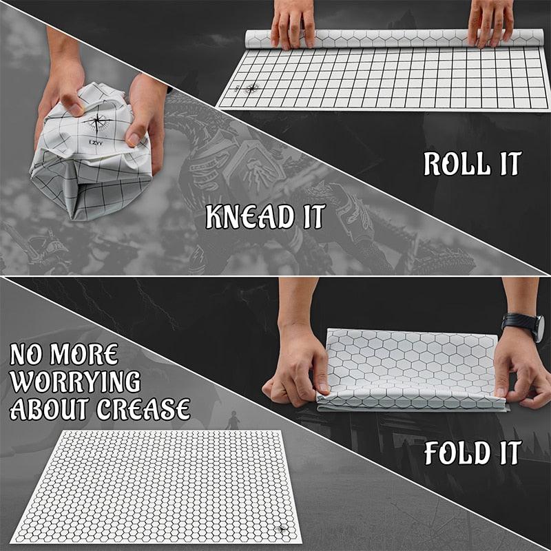 DND RPG Gaming Mat Silicone Battle Board Double-Sided Square Hex - Mini Megastore
