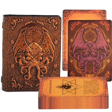 DND Spellcard Holder Cthulhu Embossed Hard Cover Spellbook Deck Case with 54 Blank Cards Tabletop Gaming Accessories - Mini Megastore