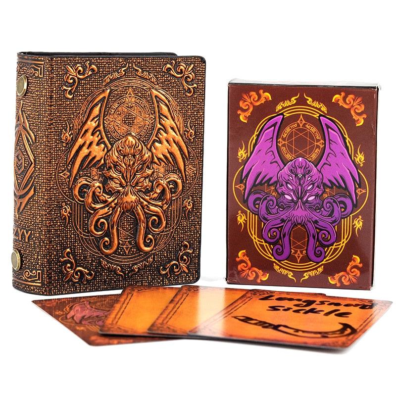 DND Spellcard Holder Cthulhu Embossed Hard Cover Spellbook Deck Case with 54 Blank Cards Tabletop Gaming Accessories - Mini Megastore