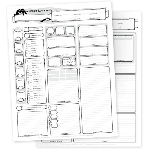 Dungeons & Dragons - Character Sheets - Mini Megastore