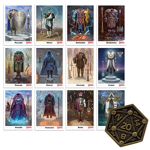 Dungeons & Dragons - Set of 12 Class Cards & Coin Set - Mini Megastore