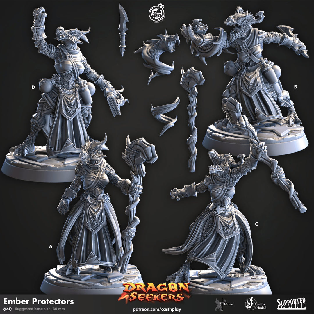 Ember Protectors - Female Dragonborn Wizard / Sorcerers - Mini Megastore