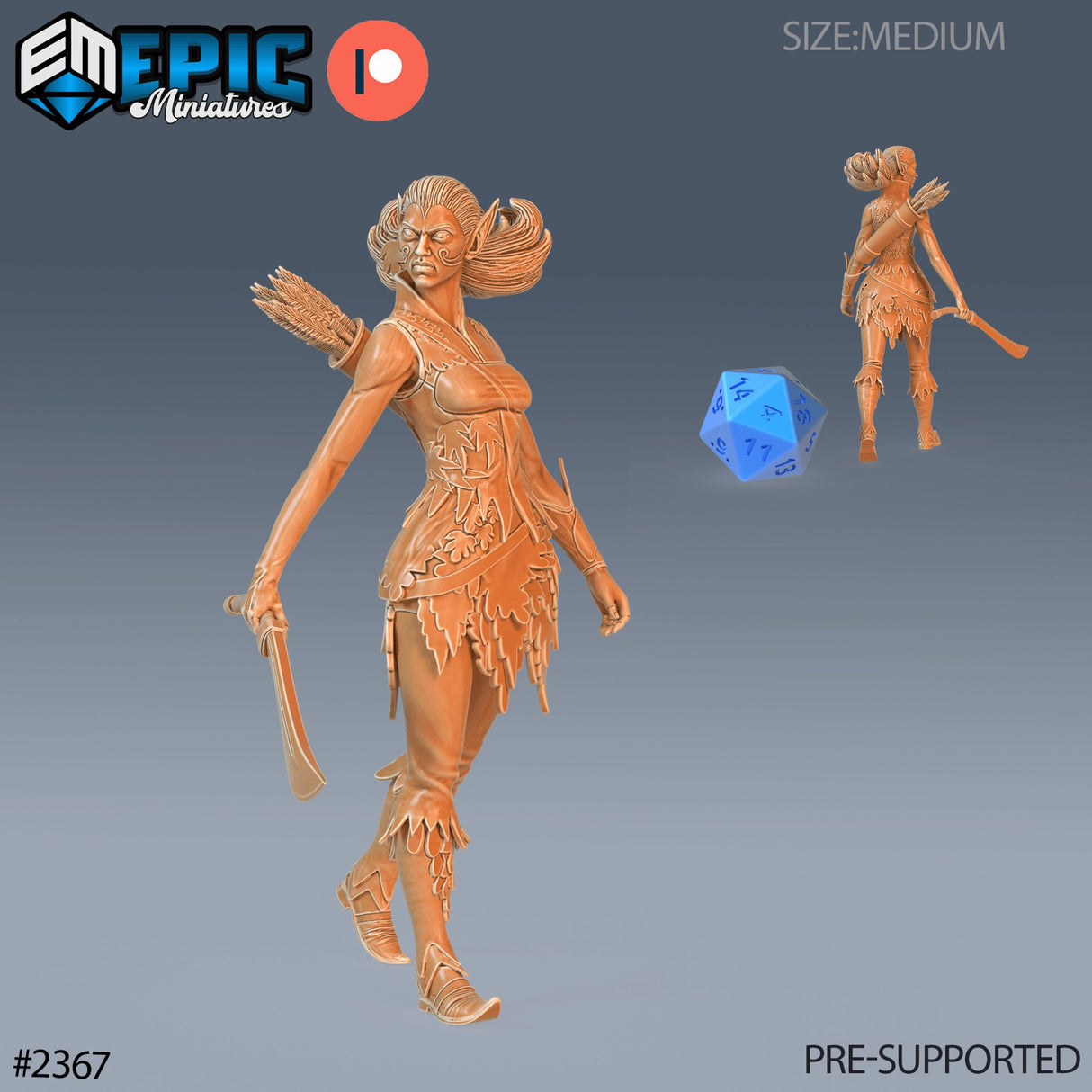 Female Eladrin Elf Swordsman Miniature - Mini Megastore