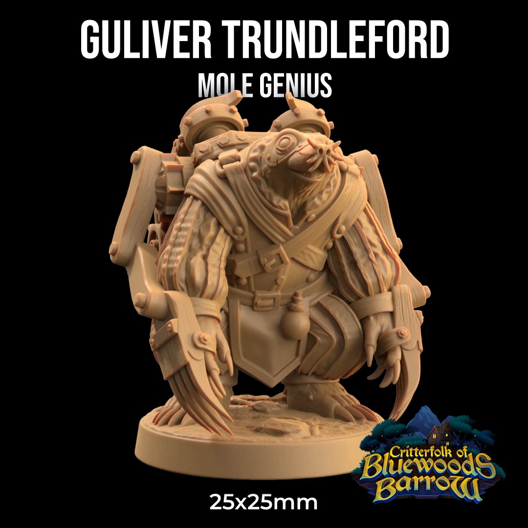 Guliver Trundleford, Mole Genius - Mole folk Artificer Miniature - Mini Megastore
