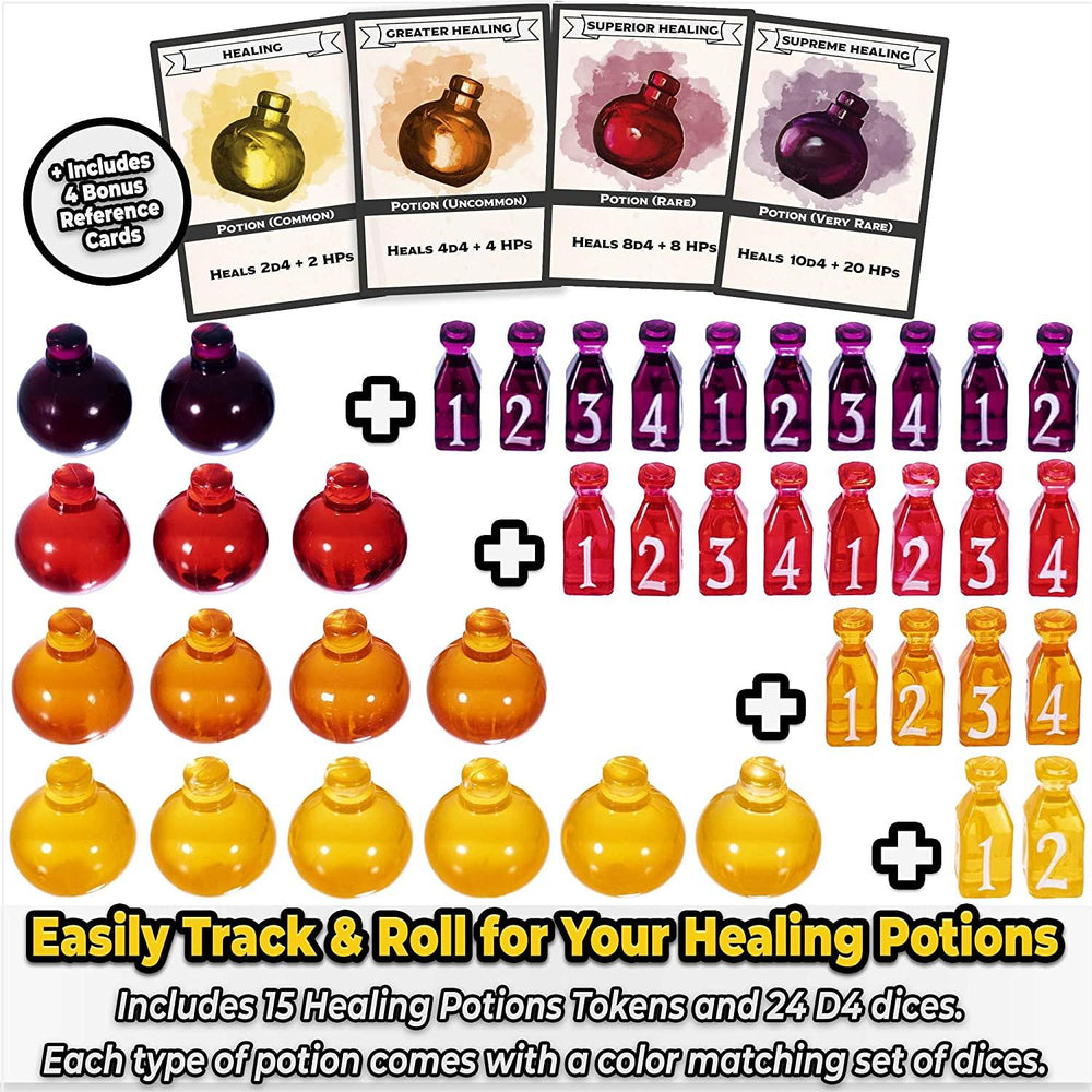 Healing Potion Tokens, cards and dice - Mini Megastore
