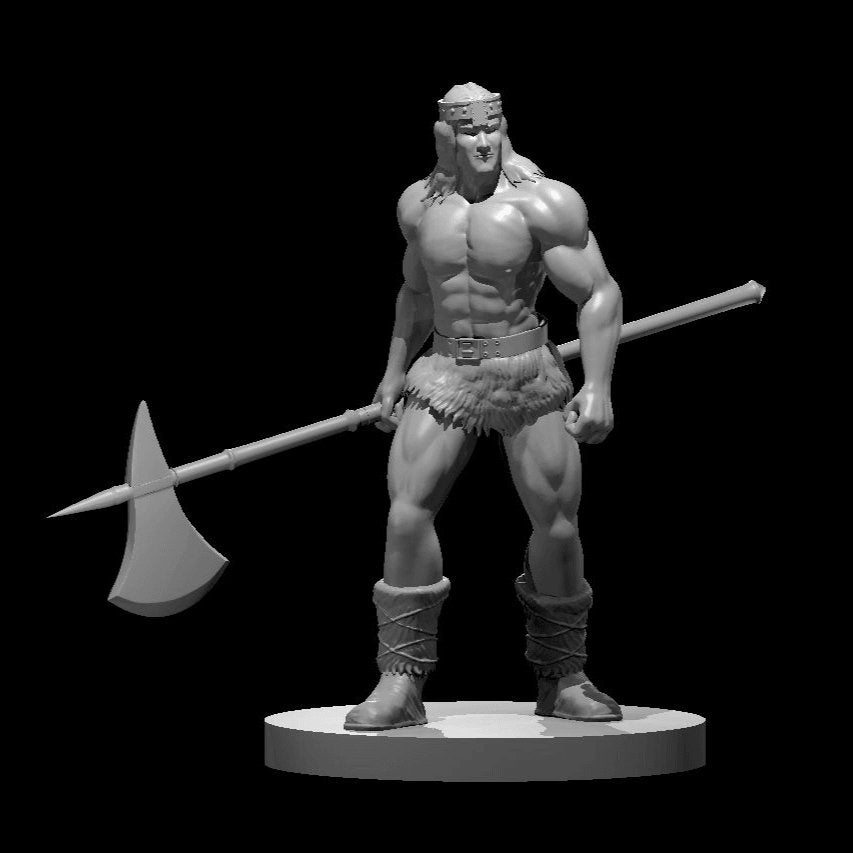 Human Male Barbarian with Halberd Miniature - Mini Megastore