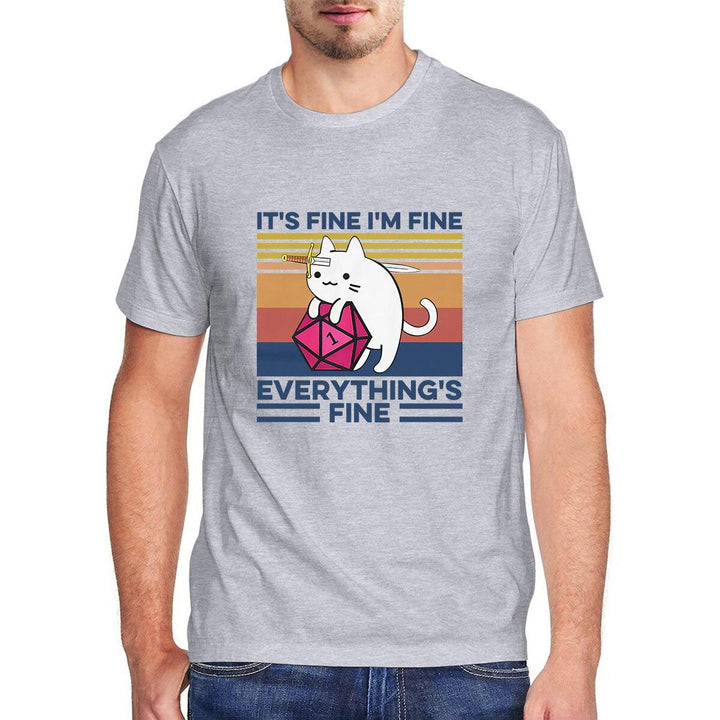 I'm Fine, Everythings fine DnD Cat T-shirt - Mini Megastore