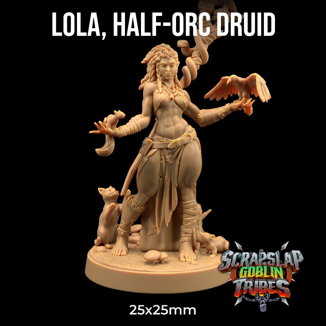 Lola - Half Orc Druid Miniature - Mini Megastore