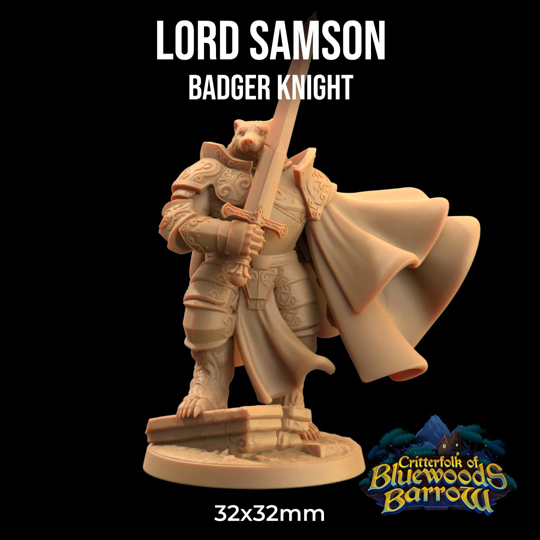 Lord Samson, Badger Knight / Paladin Miniature - Mini Megastore