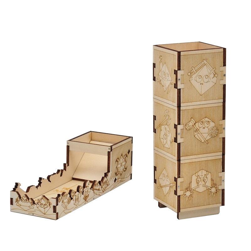 Modular Dice Tower Wood Laser Etched 12 Cute Classes Dice Roller Perfect for Board Game and Tabletop RPG - Mini Megastore