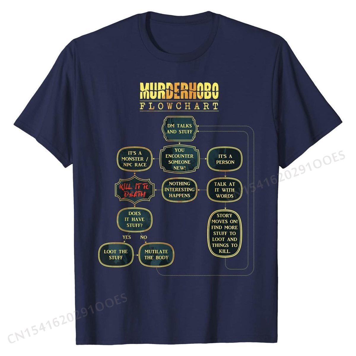 Murder Hobo Flowchart D20 Tabletop RPG Dragons Meme T-Shirt T-Shirt Cotton Tops &amp; Tees Normal Popular Casual T Shirt - Mini Megastore