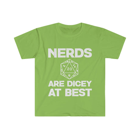 "Nerds are dicy at best" Unisex Softstyle T-Shirt - Mini Megastore
