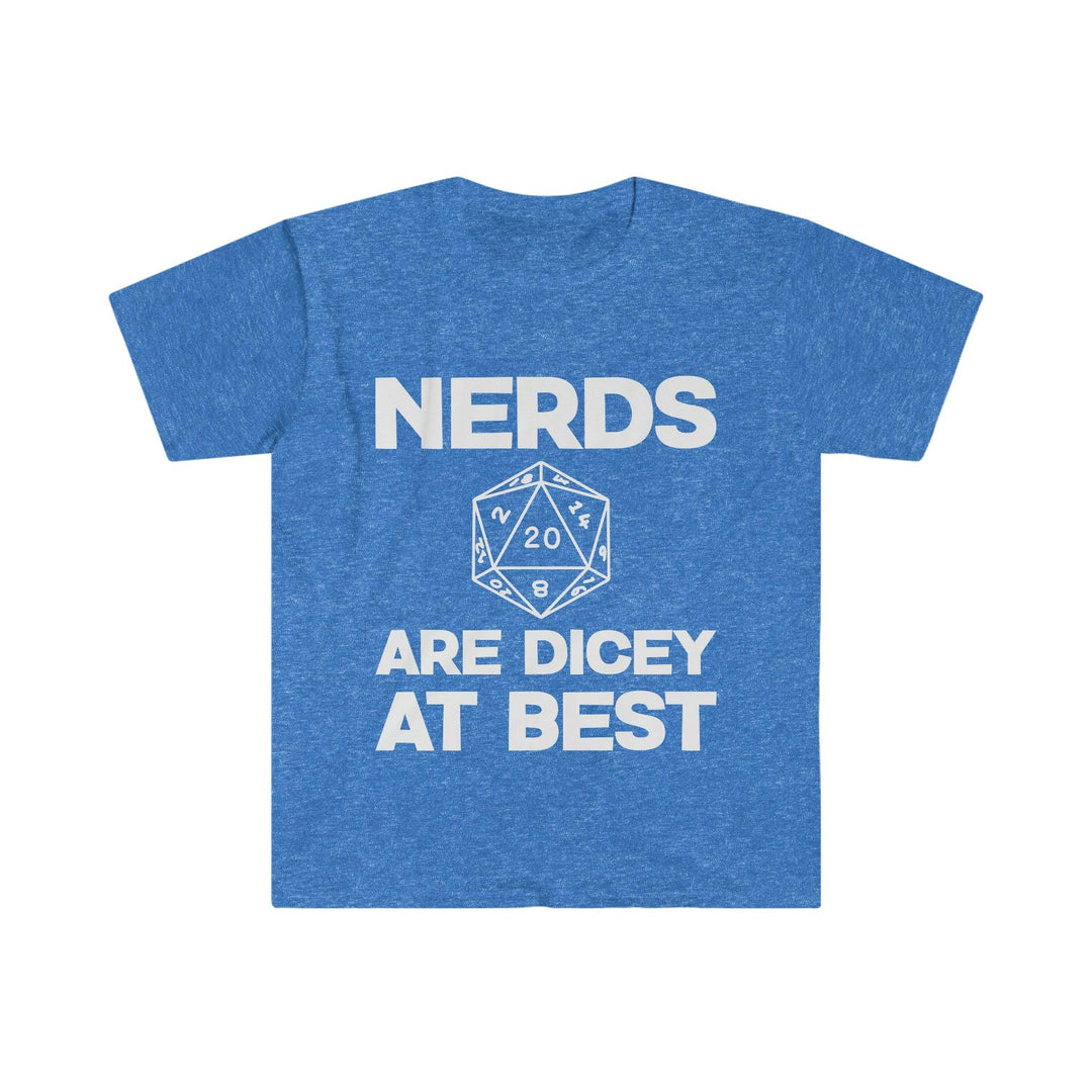 "Nerds are dicy at best" Unisex Softstyle T-Shirt - Mini Megastore