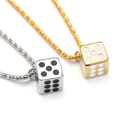New Lucky Dice Necklace Fashion Fashion Simple Jewelry Necklace Men and Women Couples Gift Pendant Alloy Wild 2 Colors Wholesale - Mini Megastore