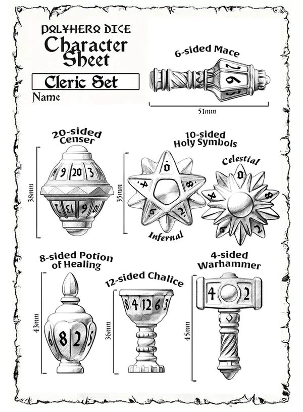 Polyhero Cleric 8 Dice Set - Mini Megastore