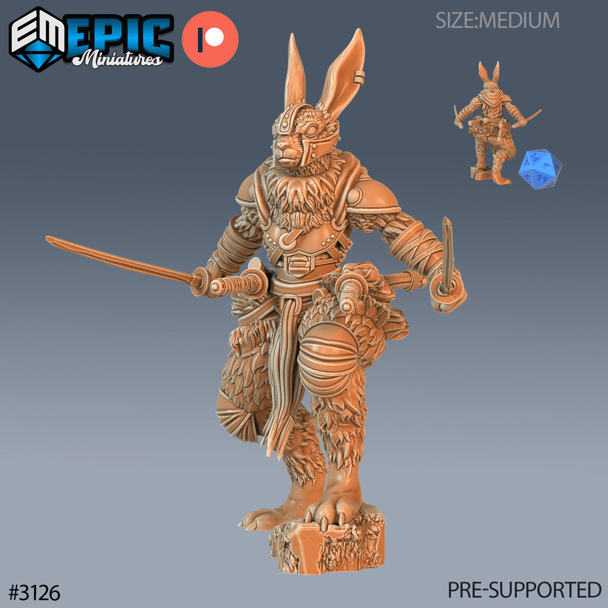 Rabbit Folk / Herengon Blade Master Miniature - Mini Megastore