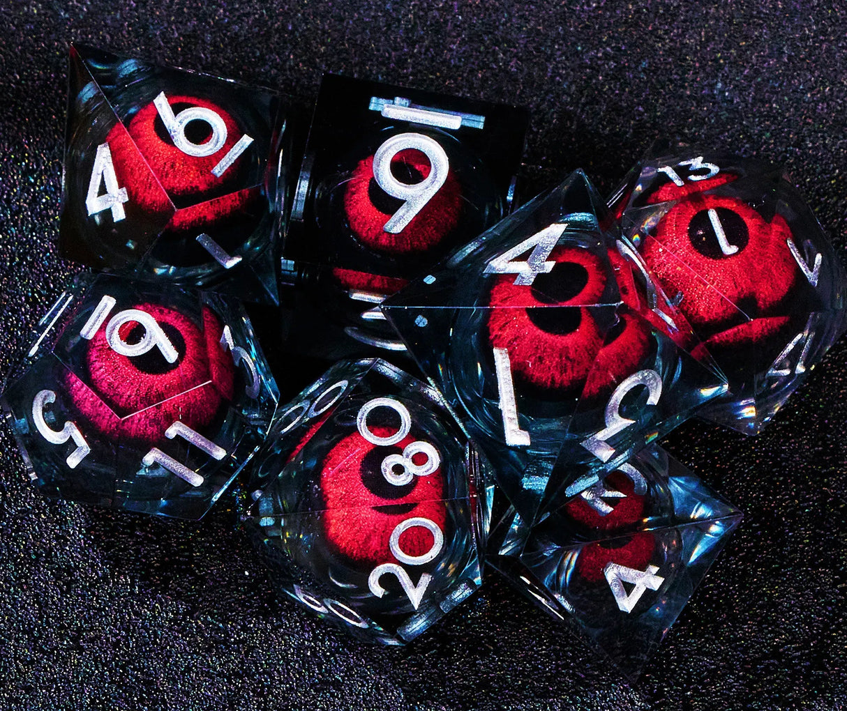 Sharp handmade resin liquid core eye dice set - Mini Megastore