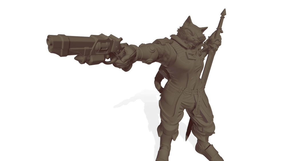 Tabaxi Swordman with Gun Miniature - Mini Megastore