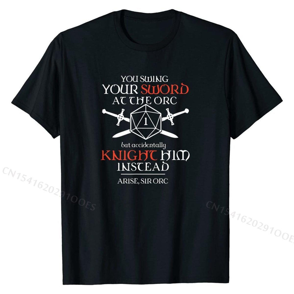 Tabletop RPG D20 Arise Sir Orc Critical Failure T-Shirt Cool Tops Shirt for Men Cotton T Shirt Casual Prevalent - Mini Megastore