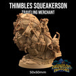 Thimbles Squeakerson traveling merchant - Mouse folk merchant on Giant Snail miniature - Mini Megastore