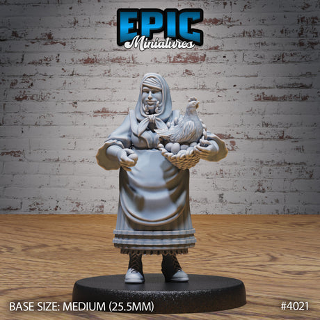 Villager Poultry Woman Miniature - Mini Megastore